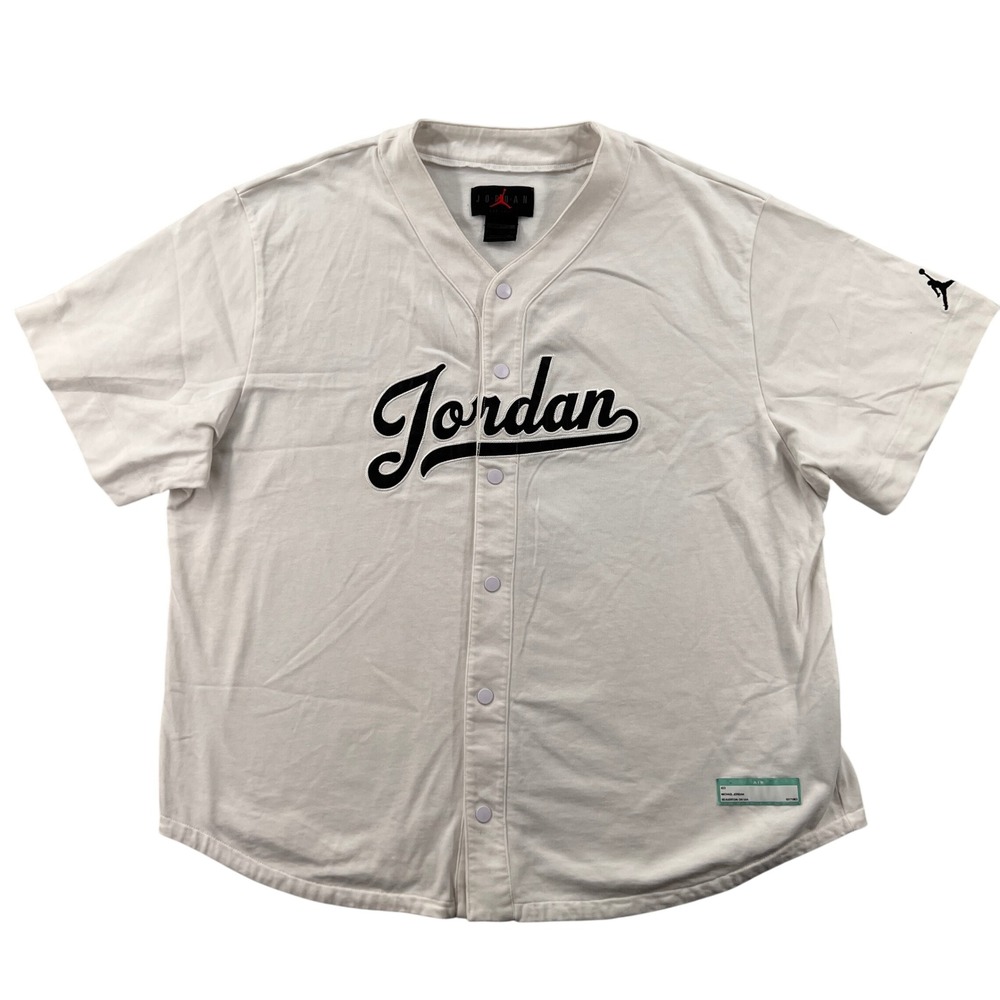 Nike Jordan Air Flight MVP Baseball‎ Jersey Men XXL White Snap Stitched Script